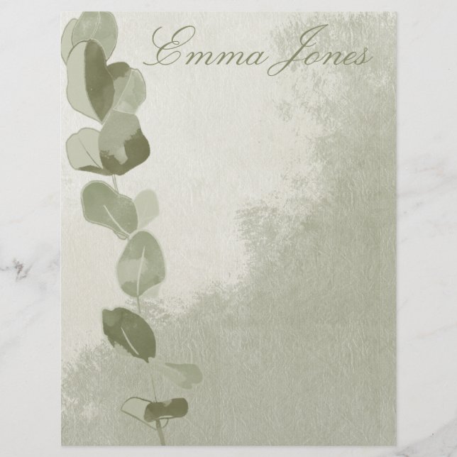 Elegant Eucalyptus Leaf Custom Letterhead (Front)