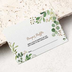 Elegant Eucalyptus Leaf Greenery Diaper Raffle Enclosure Card