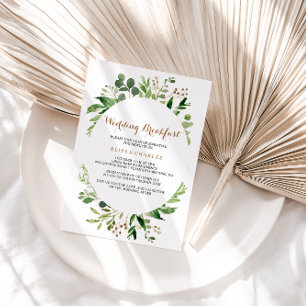 Elegant Eucalyptus Leaf Greenery Wedding Breakfast Invitation