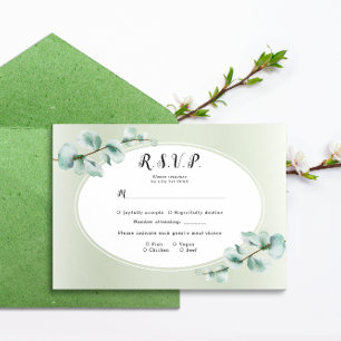 Elegant Eucalyptus leaf Greenery Wedding RSVP Card