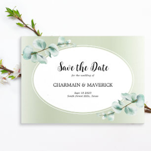 Elegant Eucalyptus leaf Greenery Wedding Save The Date