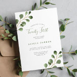 Elegant eucalyptus leaves 21st birthday party invitation<br><div class="desc">Rustic modern watercolor eucalyptus greenery foliage Twenty First birthday party invitation.</div>