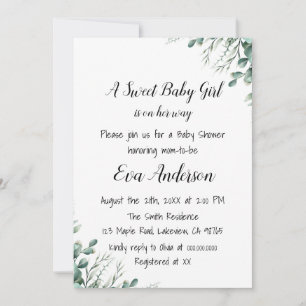 Elegant Eucalyptus Leaves Baby Shower Invitation