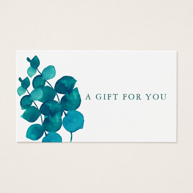 Elegant Eucalyptus Leaves Gift Certificate (Front)