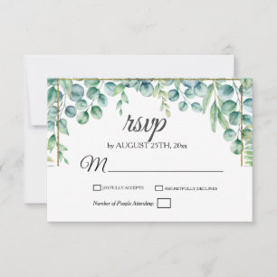 Elegant Eucalyptus Leaves Greenery Floral Wedding RSVP Card