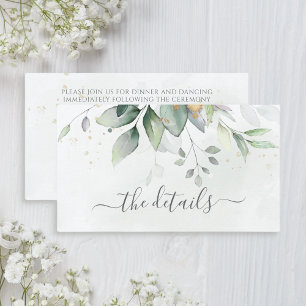 Elegant Eucalyptus Leaves Greenery Gold Wedding Enclosure Card