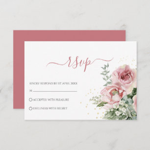 Elegant Eucalyptus Leaves Greenery Gold Wedding RSVP Card