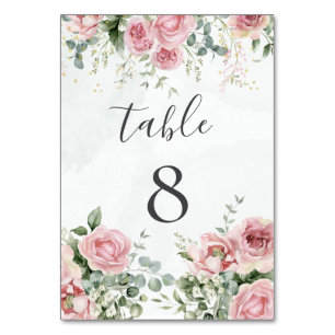 Elegant Eucalyptus Leaves Greenery Gold Wedding Table Number
