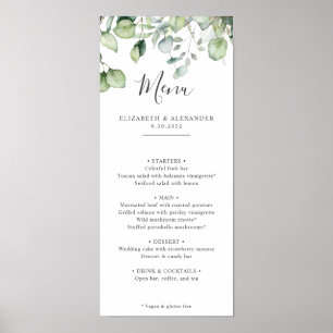 Elegant eucalyptus leaves greenery simple wedding  poster