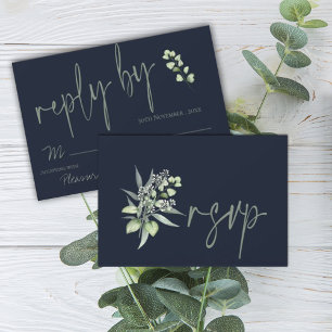 Elegant Eucalyptus Leaves Greenery Wedding RSVP C Card