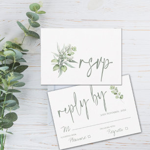 Elegant Eucalyptus Leaves Greenery Wedding RSVP Card