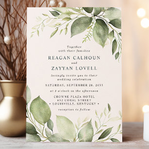 Elegant Eucalyptus Leaves Modern Wedding Invitation