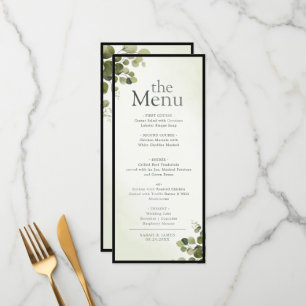 Elegant Eucalyptus Leaves Rustic Budget Dinner Menu