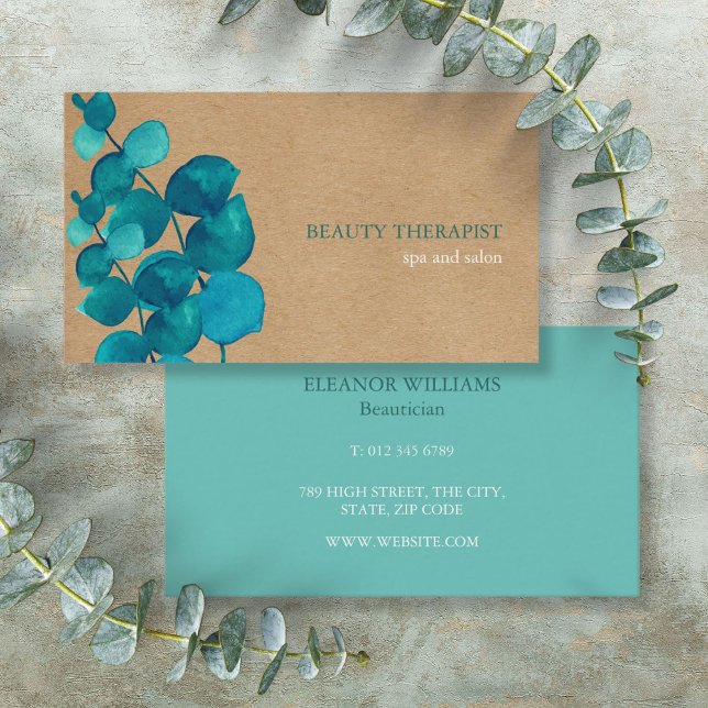 Elegant Eucalyptus Leaves Rustic Kraft Business Card (Elegant Eucalyptus Leaves Rustic Kraft Business Card)