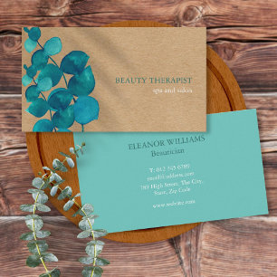 Elegant Eucalyptus Leaves Rustic Kraft Business Card