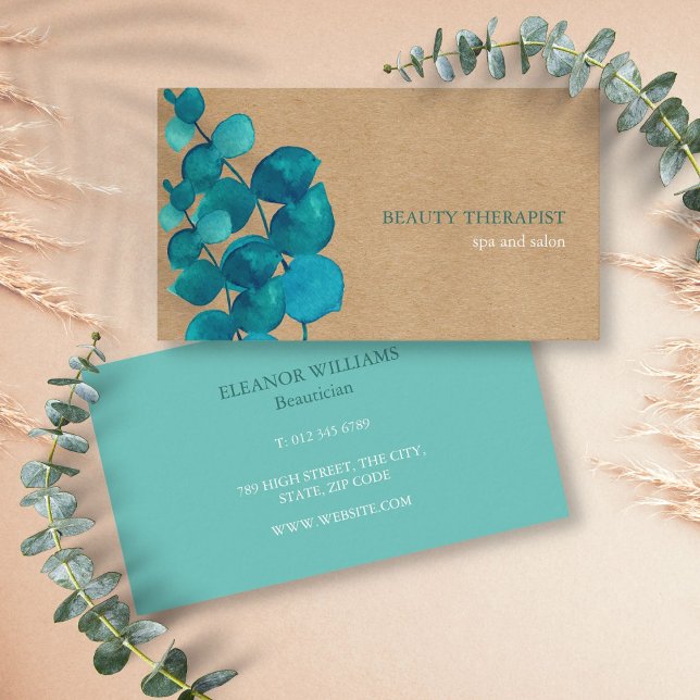 Elegant Eucalyptus Leaves Rustic Kraft Business Card (Elegant Eucalyptus Leaves Rustic Kraft Business Card)