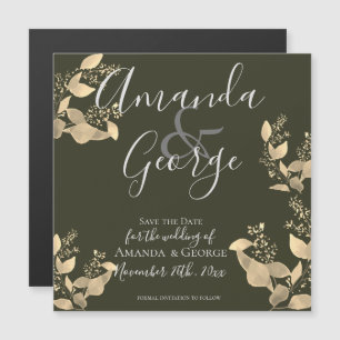 Elegant Eucalyptus Leaves Save The Date Magnetic Invitation