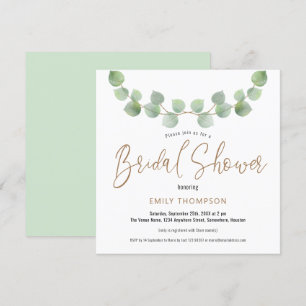 Elegant Eucalyptus Leaves Script Bridal Shower Invitation