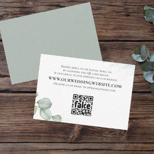 Elegant Eucalyptus Leaves Simple Foliage QR Code RSVP Card