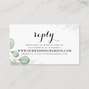 Elegant Eucalyptus Leaves Simple Via Website RSVP  Business Card