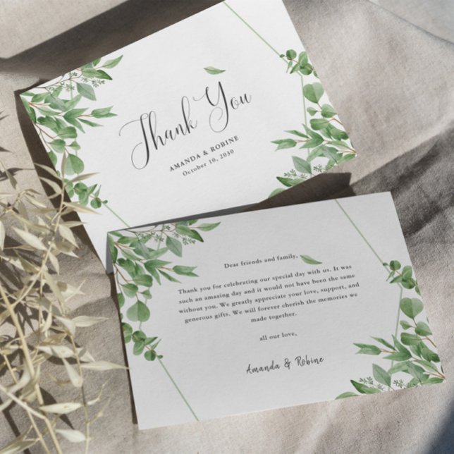 Elegant Eucalyptus Leaves Thank You Card (Creator Uploaded)