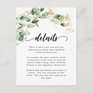 Elegant Eucalyptus Leaves Wedding Enclosure Card
