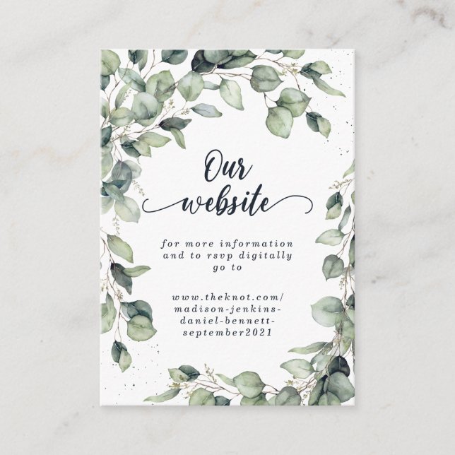 Elegant Eucalyptus Leaves Wedding Enclosure Card (Front)