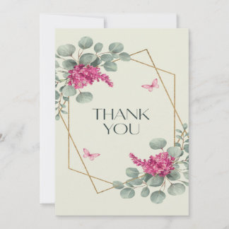 Elegant Eucalyptus & Lilac Custom wedding Thank You Card