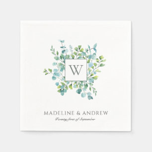 Elegant Eucalyptus Monogram Wedding Napkin