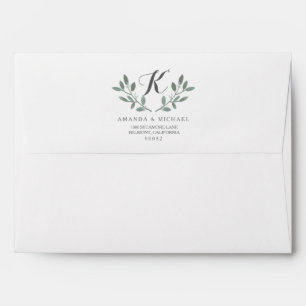 Elegant Eucalyptus Monogram Wedding Suite Envelopes