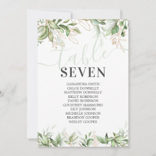 Elegant Eucalyptus Name Seating Table Numbers