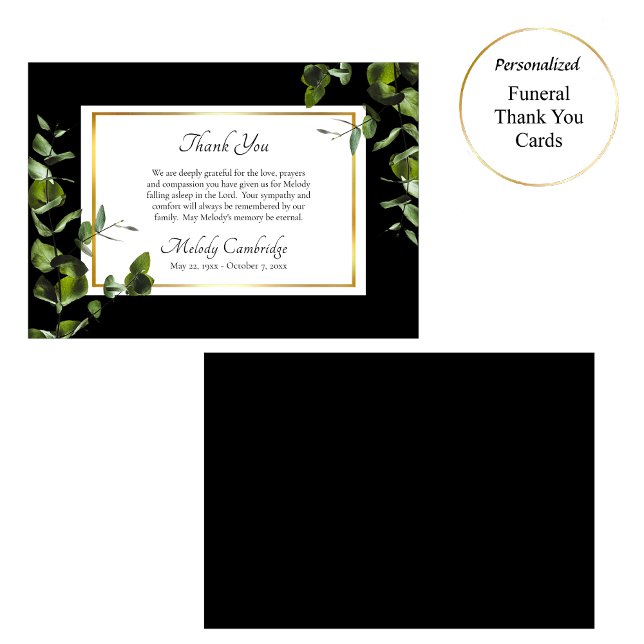 Elegant Eucalyptus Orthodox Christian Funeral Thank You Card (Creator Uploaded)