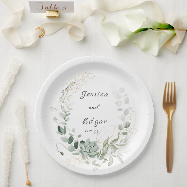 elegant eucalyptus paper plate (Wedding)