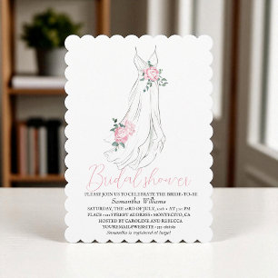 Elegant Eucalyptus Peonies Floral Bridal Shower Invitation