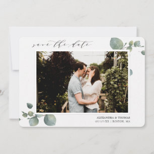 Elegant Eucalyptus Photo Save The Date