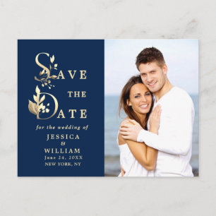 Elegant Eucalyptus PHOTO Wedding Save the Date Announcement Postcard