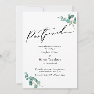 Elegant Eucalyptus Postponed Wedding Announcement