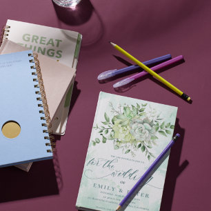 Elegant Eucalyptus Pretty Green Floral Wedding Invitation