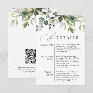 Elegant Eucalyptus QR Code Botanical Wedding  Enclosure Card