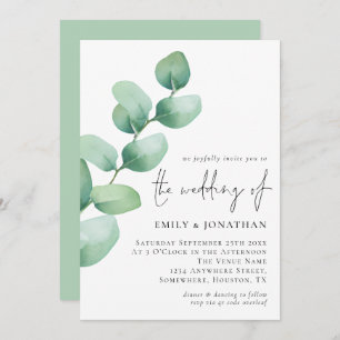 Elegant Eucalyptus QR Code Script Wedding Invitation