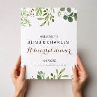 Elegant Eucalyptus Rehearsal dinner Welcome
