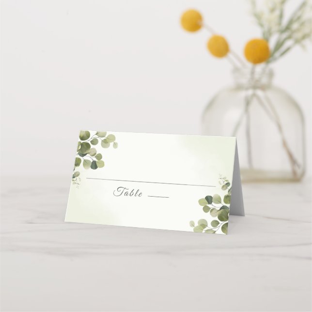 Elegant Eucalyptus Rustic Leaves Budget Wedding Place Card (Front)
