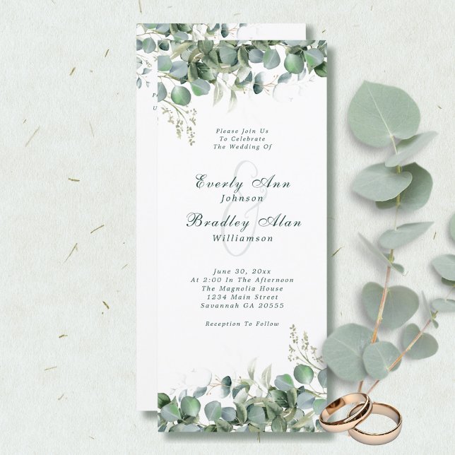 Elegant Eucalyptus Sage Green Botanical Wedding Programme (Creator Uploaded)