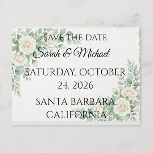 Elegant Eucalyptus Save the Date Postcard
