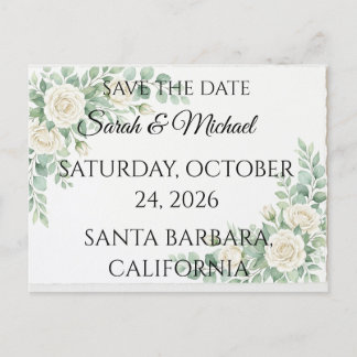 Elegant Eucalyptus Save the Date Postcard