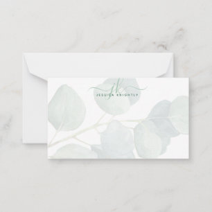 Elegant Eucalyptus Script Monogram Initials Card