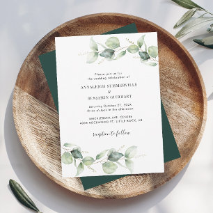 Elegant Eucalyptus Script Wedding Invitation