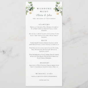 Elegant Eucalyptus Script Wedding Menu