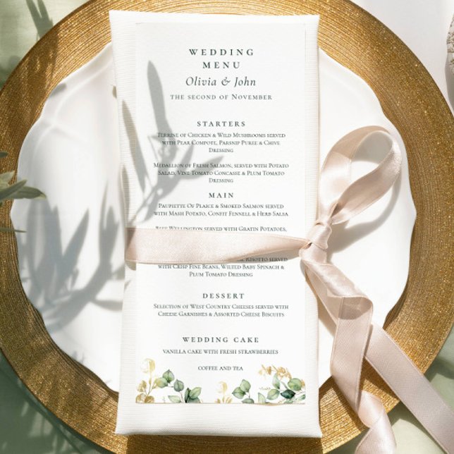 Elegant Eucalyptus Script Wedding  Menu (Creator Uploaded)