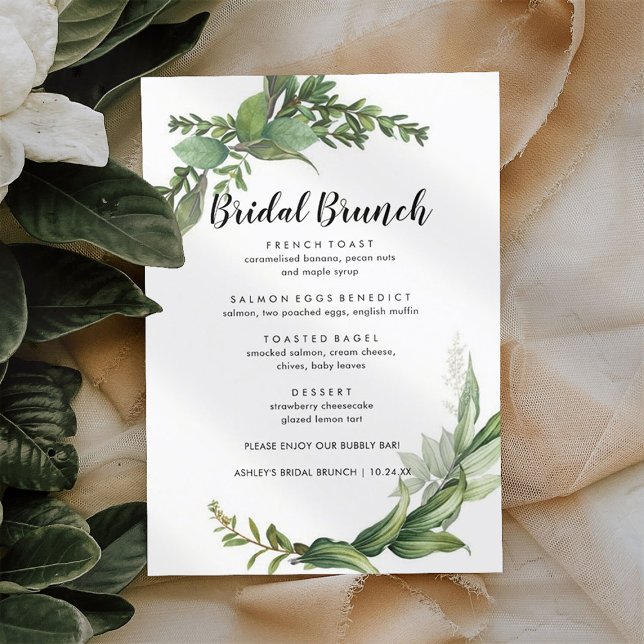 Elegant Eucalyptus Simple Bridal Brunch Menu (Creator Uploaded)